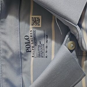 XL Light Blue & White Striped Polo